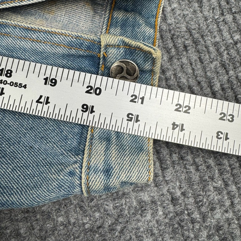 Vtg CULTURE on denim Jean Trucker Jacket Womens M Guatemalan Woven Textile Boho - Picture 15 of 16